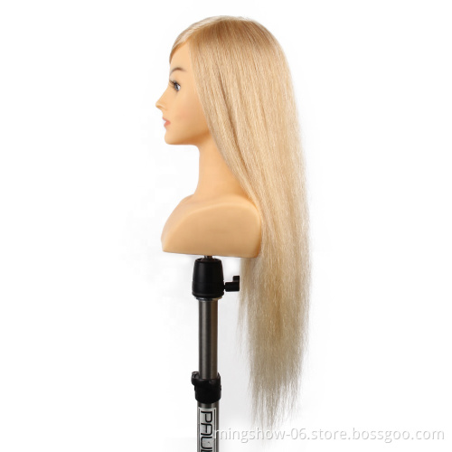 human hair practice head blond,100% hand insert practice hair doll head